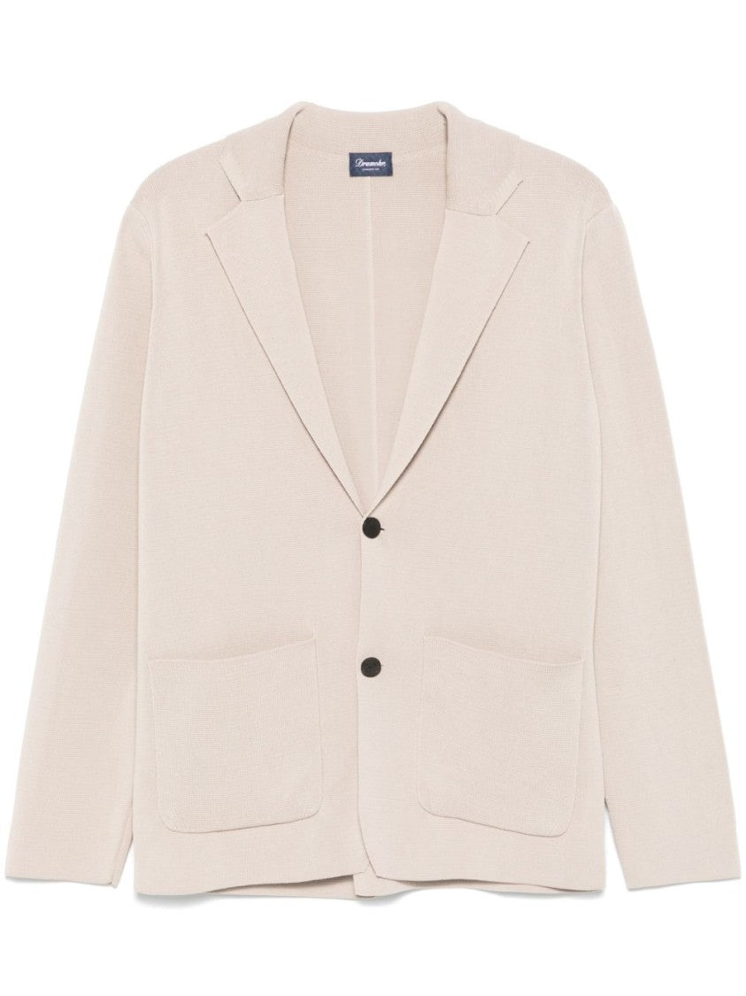 Drumohr Single-Breasted Blazer In Light Beige Cotton Knit