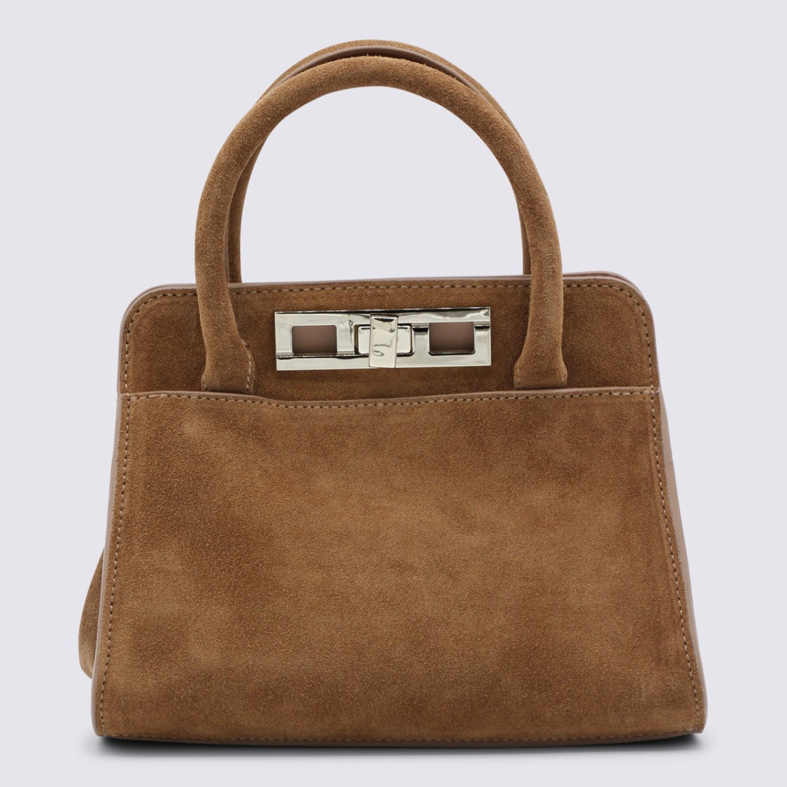 Fabiana Filippi Structured Suede Top Handle Bag With Silver-Tone Hardware