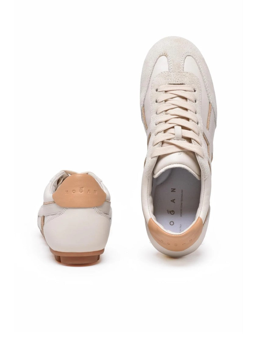 Hogan White Leather Suede Sneakers