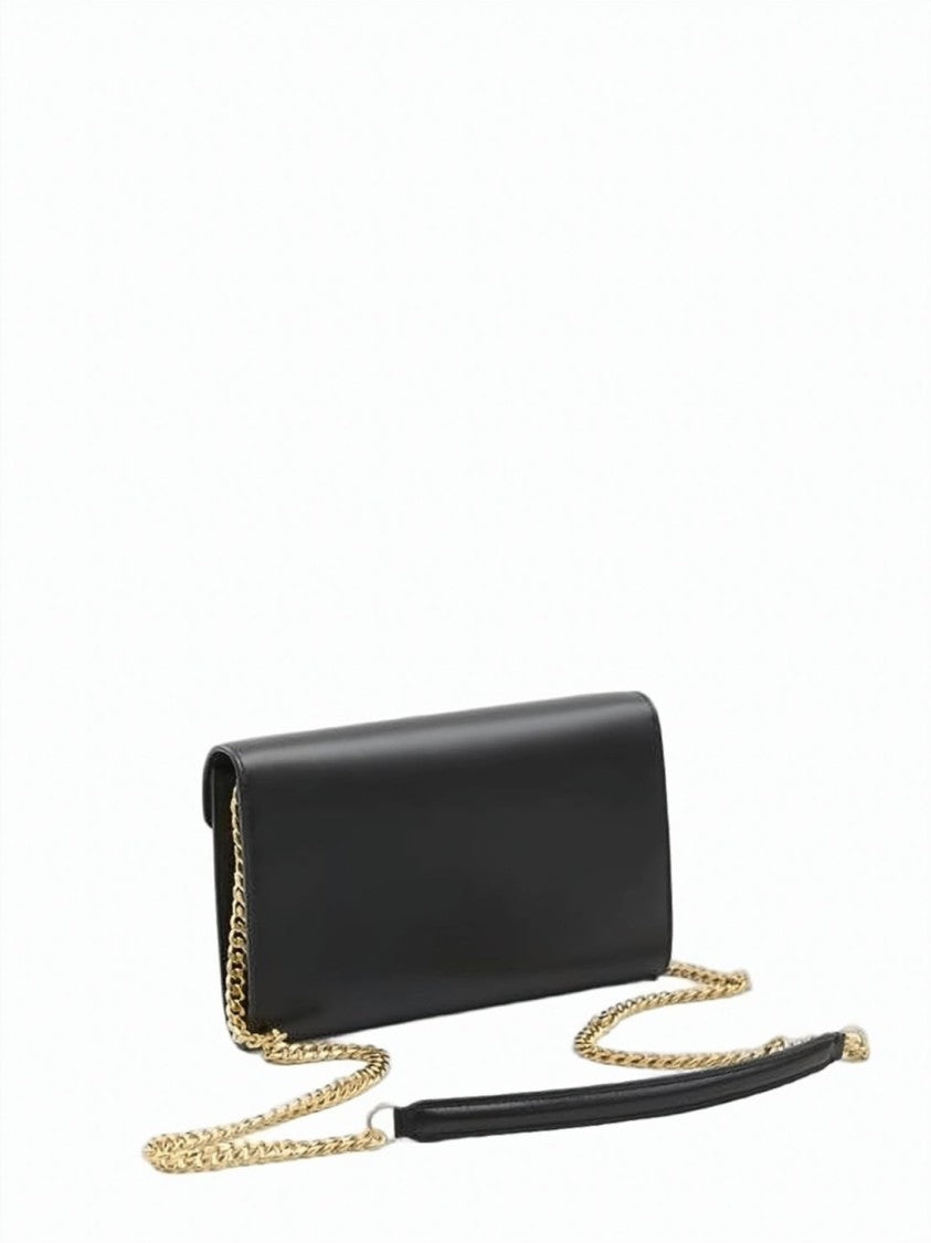 Celine Rectangular Black Crossbody Bag With Gold-Tone Clasp And Chain Strap