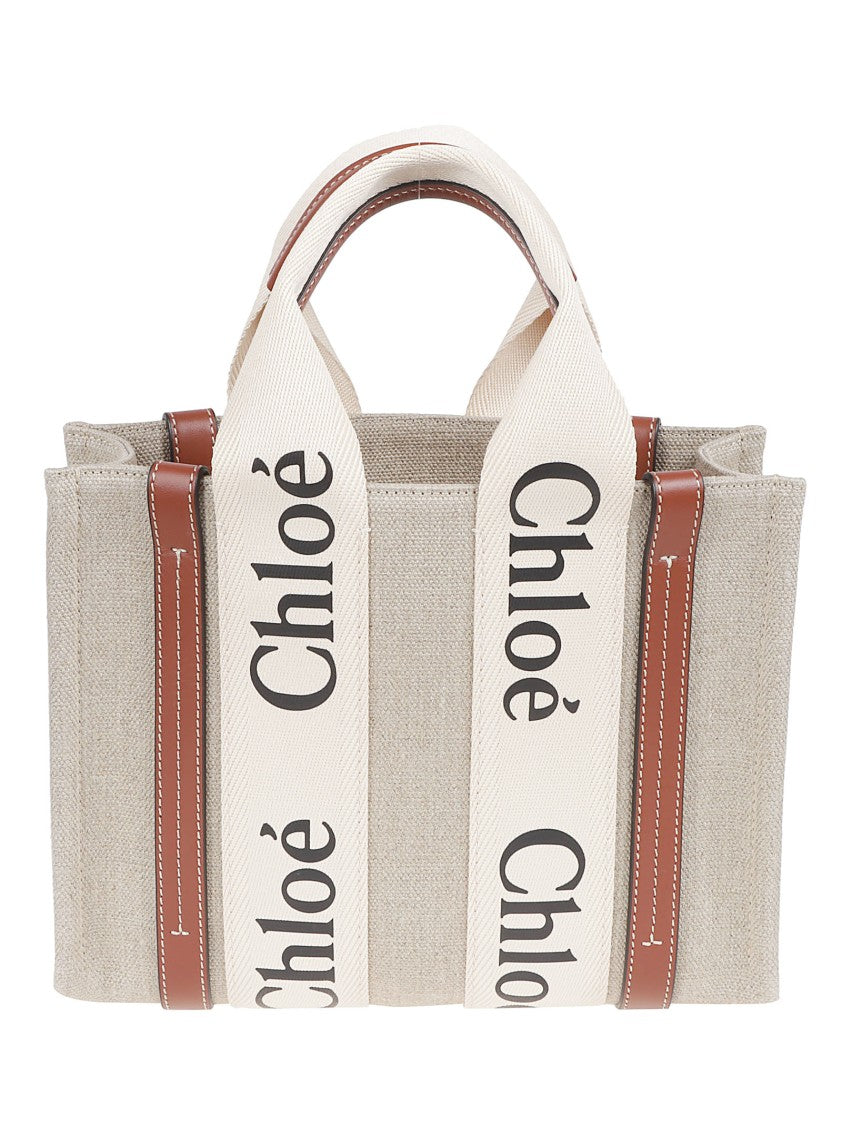 Chloé Textured Fabric Tote Bag With Leather Accents