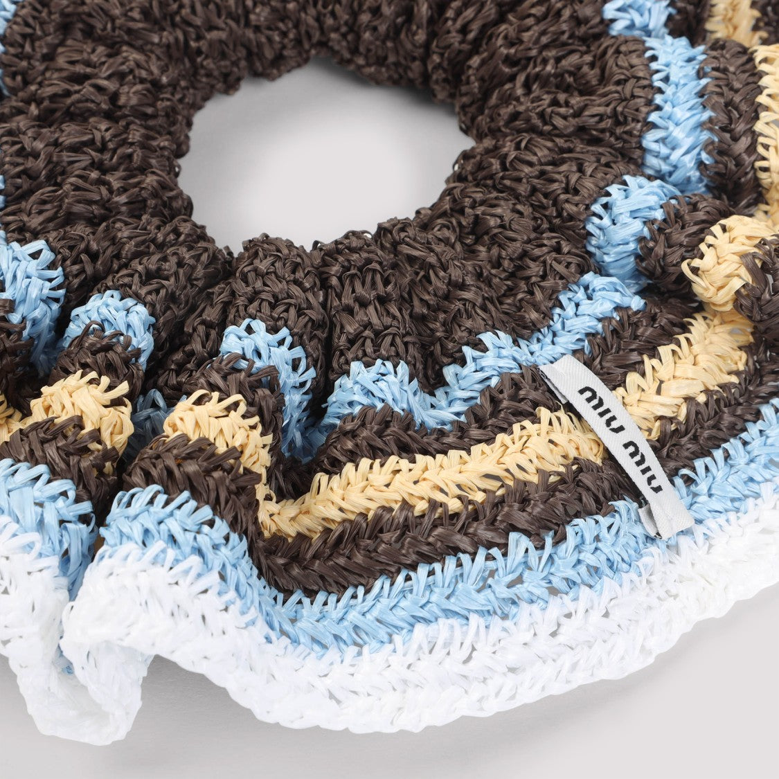 Miu Miu Textured Circular Hat With Multicolor Stripes