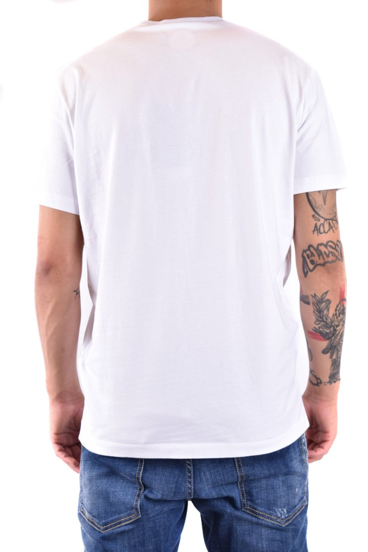 Dsquared2 White Cotton T-Shirt With Bold Maple Leaf Graphic