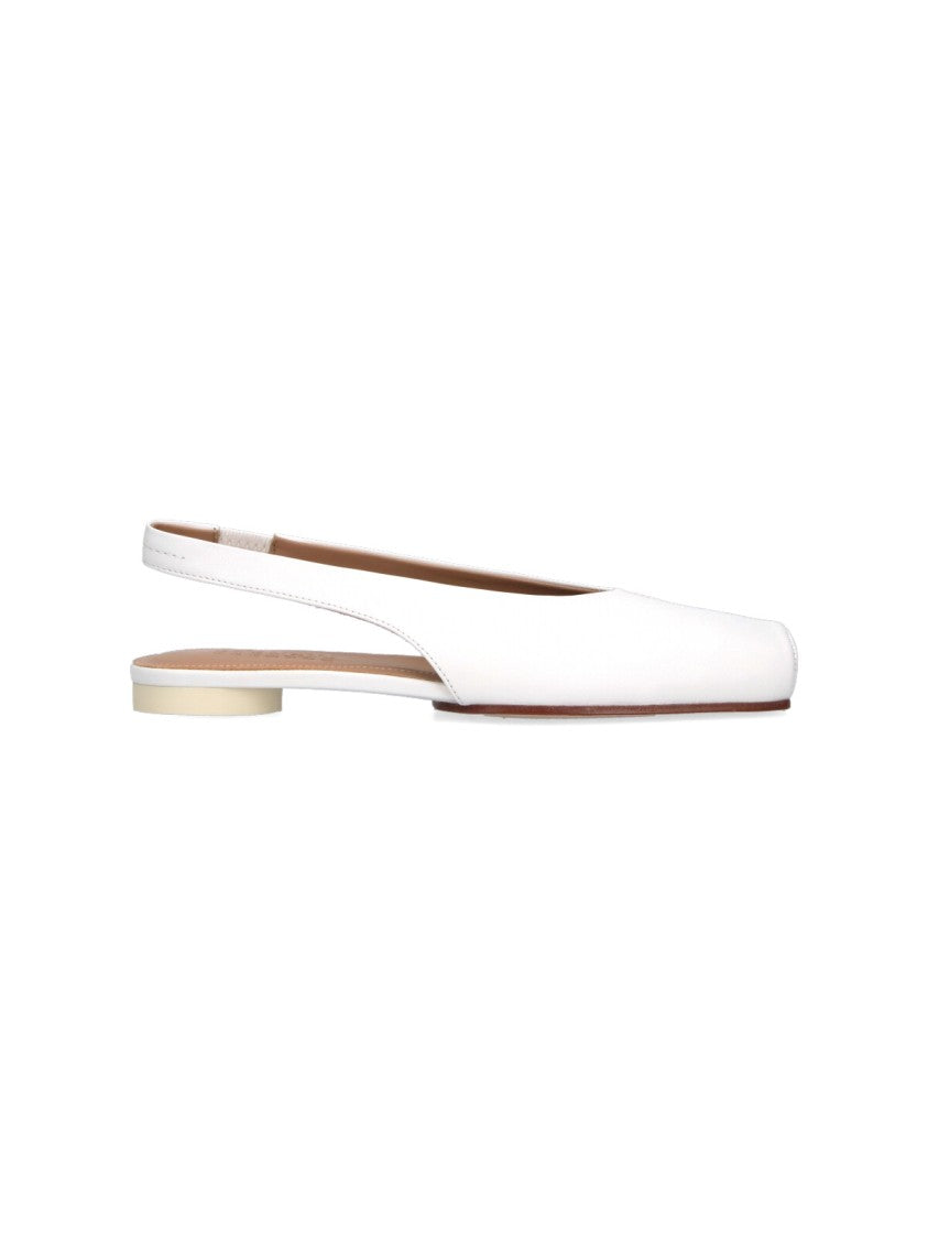 Mm6 By Maison Margiela Slingback Ballerina Flats In Smooth White Goat Leather