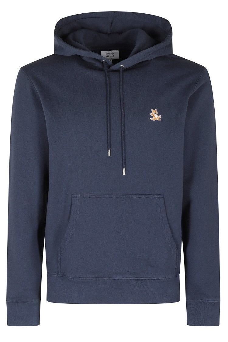 Maison Kitsuné Ink Blue Cotton Hoodie With Adjustable Hood
