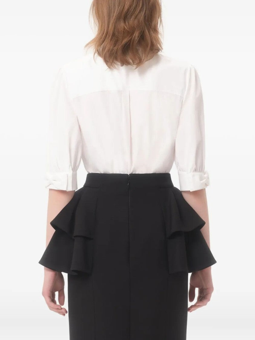 Valentino Tailored White Cotton Shirt With Puffed Sleeves