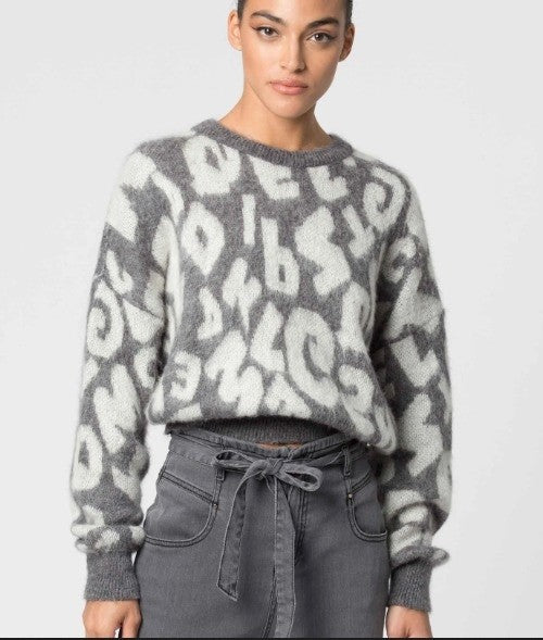 Kocca Low Shoulder Knit Sweater With Cream Lettering