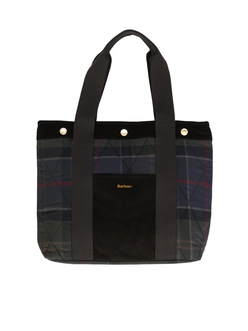 Barbour Tote Bag With Classic Tartan Pattern And Quilted Texture