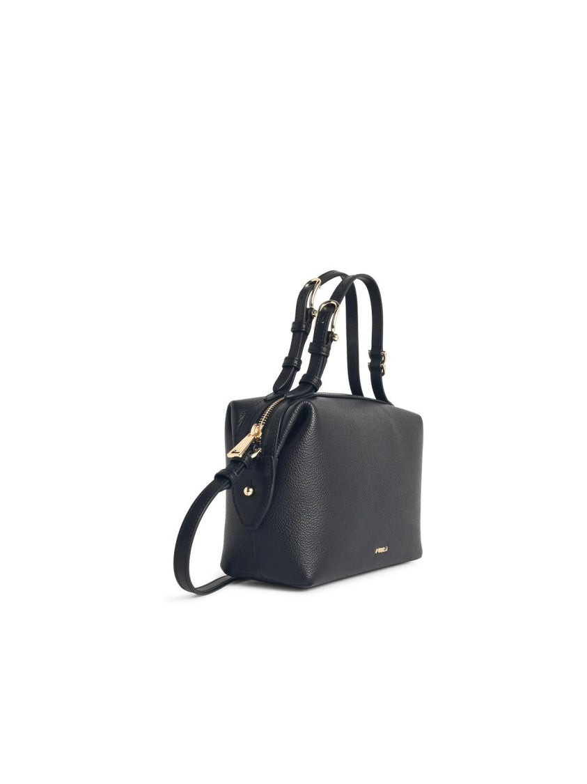 Furla Double Mini' Black Leather Bag
