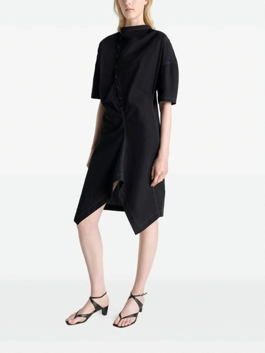 Lemaire Asymmetrical Button Closure Midi Dress With Structured Silhouette