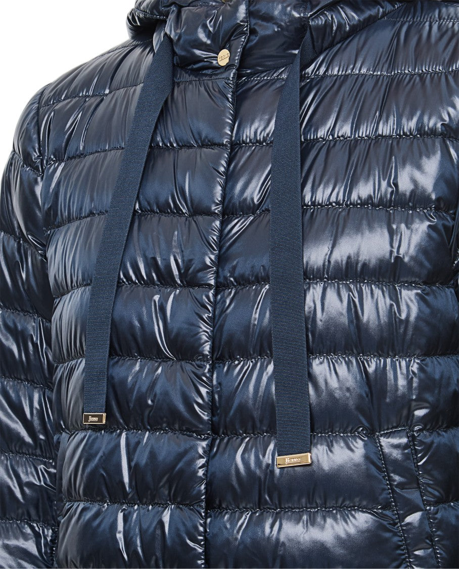 Herno Blue High Neck Quilted Down Jacket