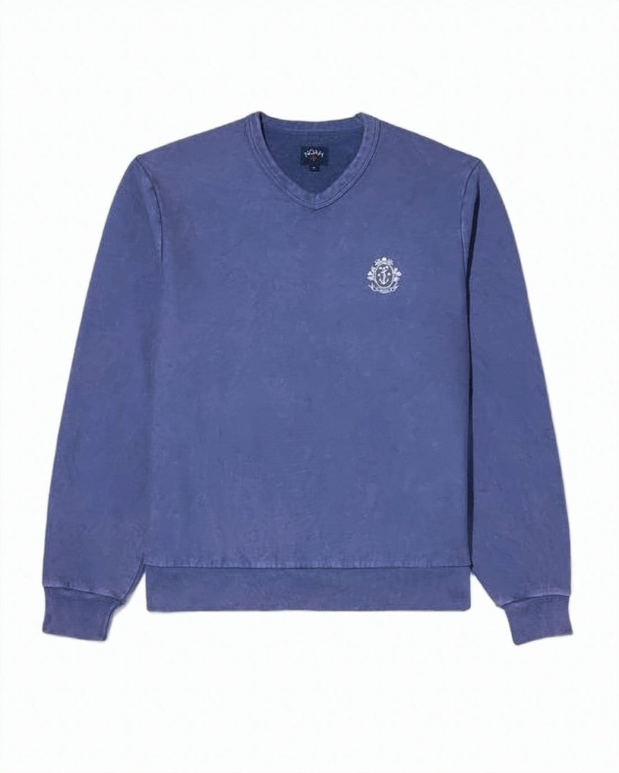Noah Long-Sleeve Crewneck Sweatshirt With Washed Blue Tone And Emblem