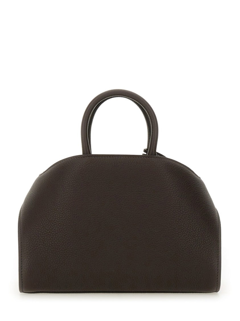 Ferragamo Compact Handbag With Structured Silhouette And Gold Accents
