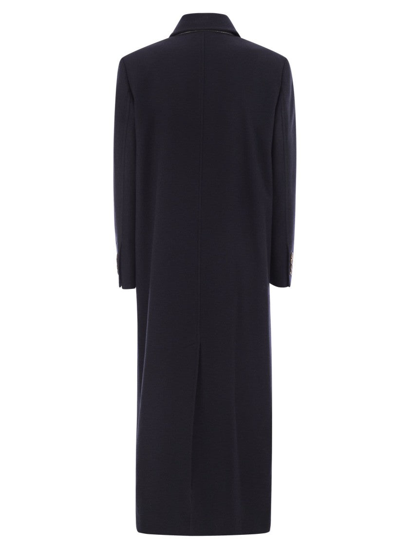 Brunello Cucinelli Long Wool Coat With Jewellery