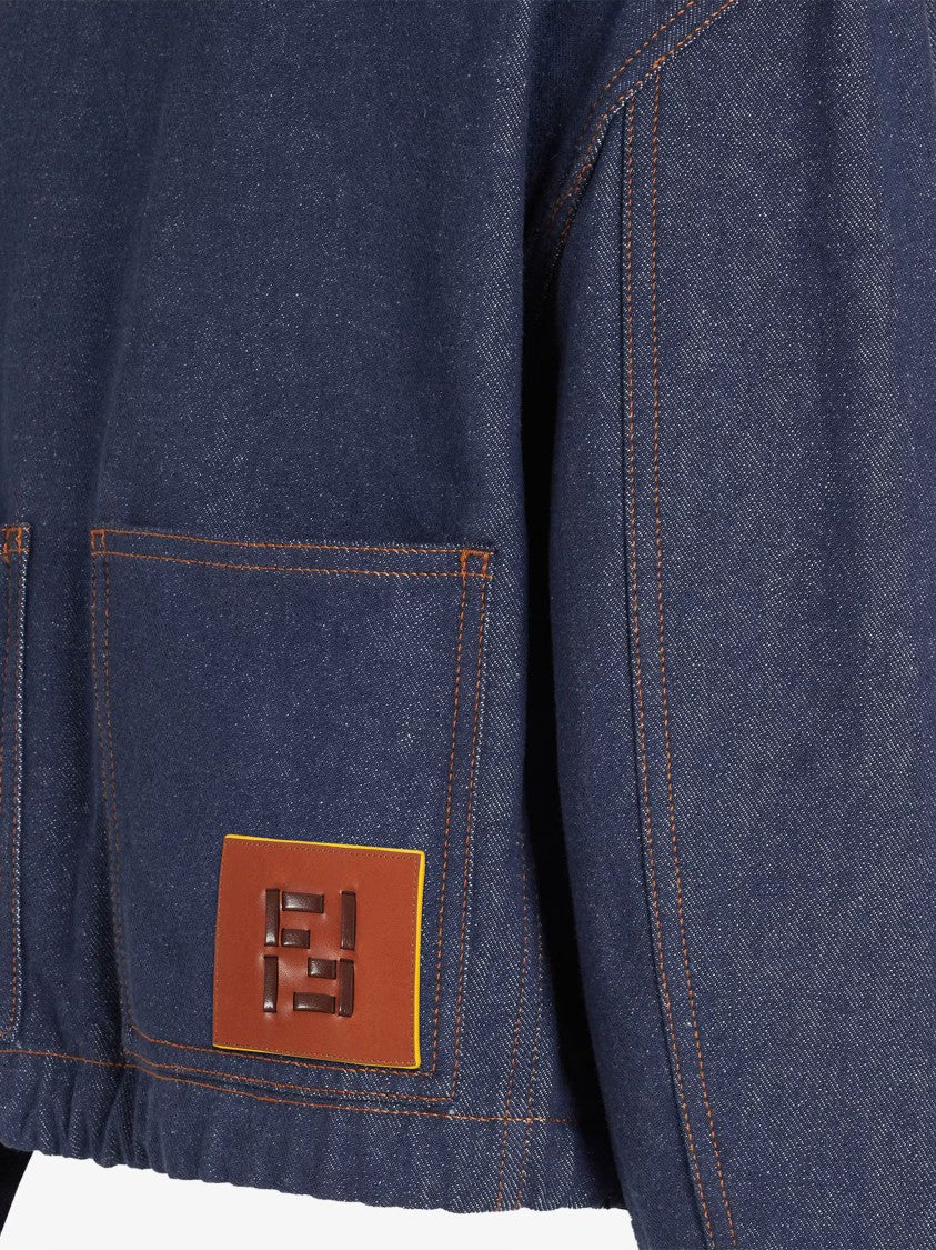 Fendi Ff Reverse Den Boxy Cropped Denim Jacket