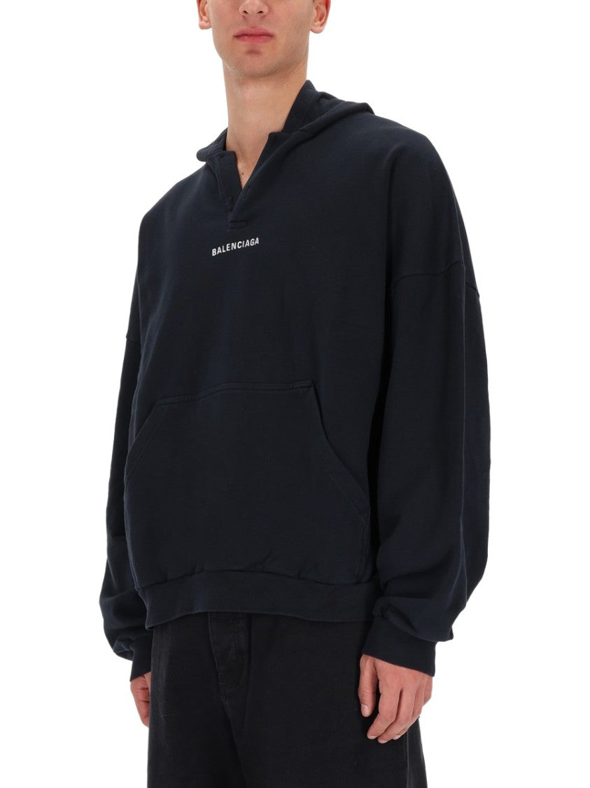 Balenciaga Oversized Hooded Cotton Sweatshirt