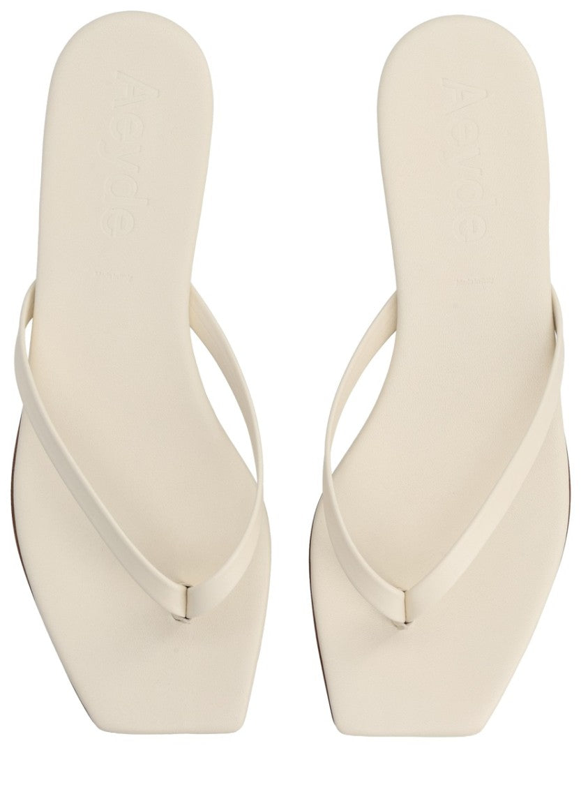 Aeydē Neutral Renee Square Toe Nappa Sandals