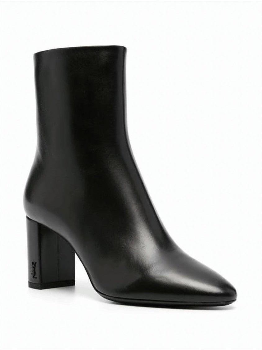Saint Laurent Black Lambskin Ankle Boot With Pointed Toe