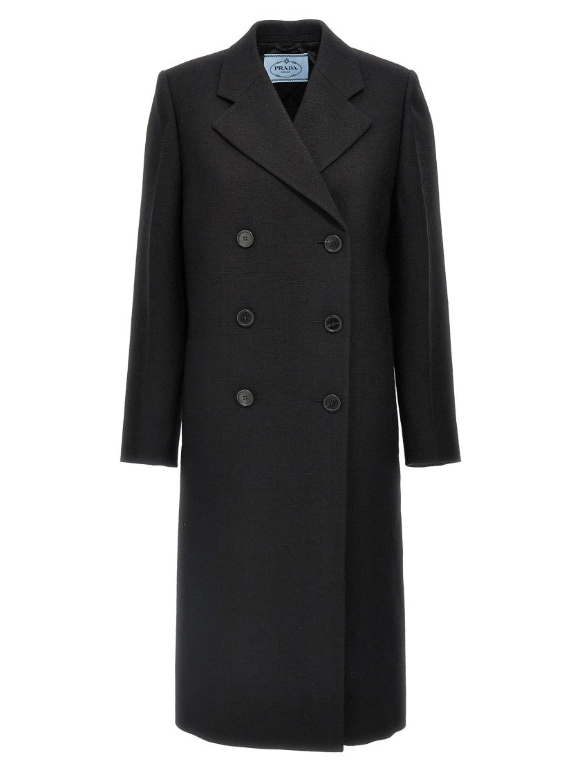 Prada Satin Insert Double-Breasted Coat