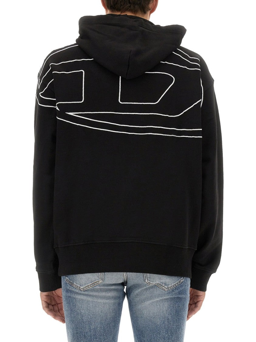 Diesel Black Logo Kangaroo Pocket Hoodie