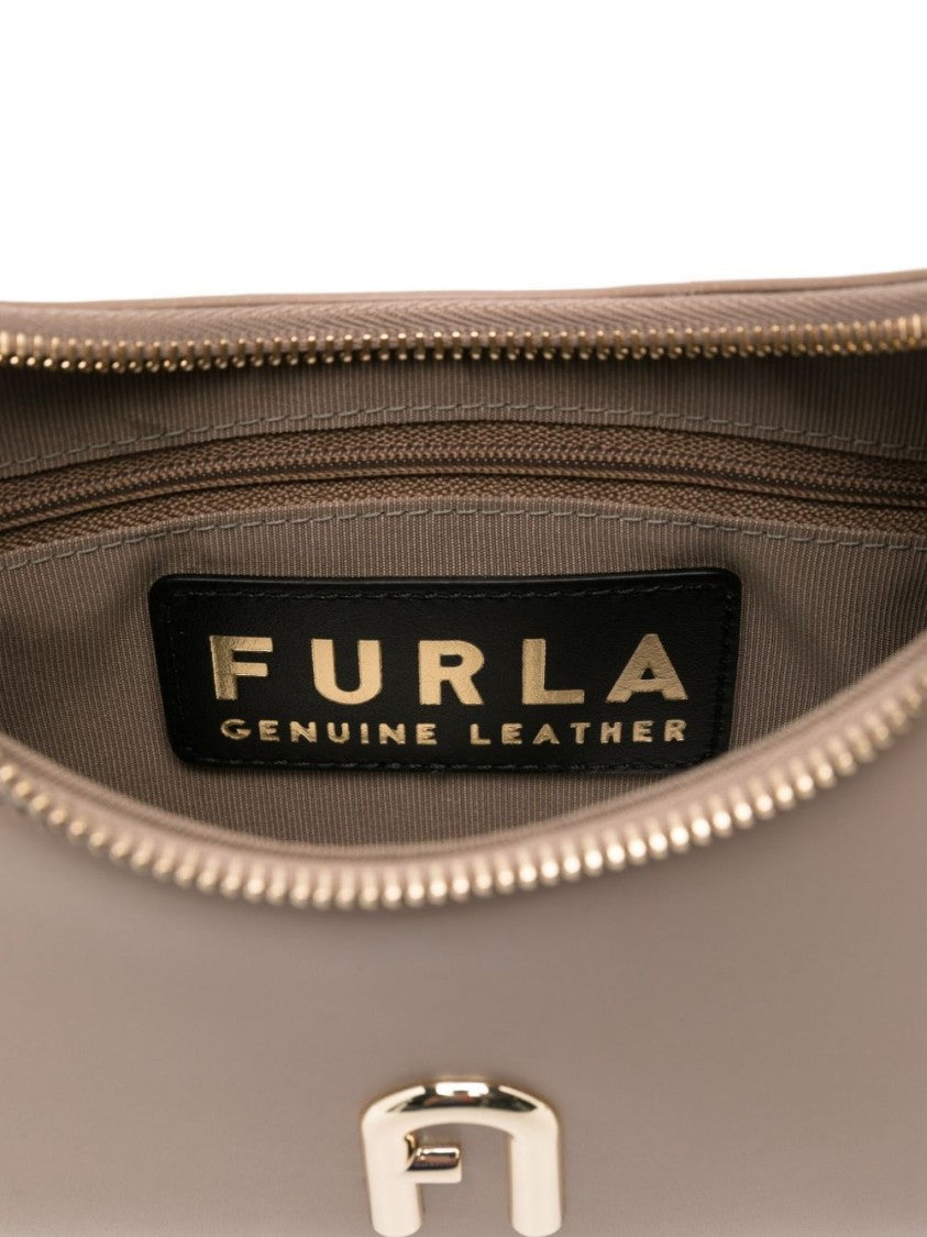 Furla Leather Shoulder Bag With Gold-Tone Logo Plaque
