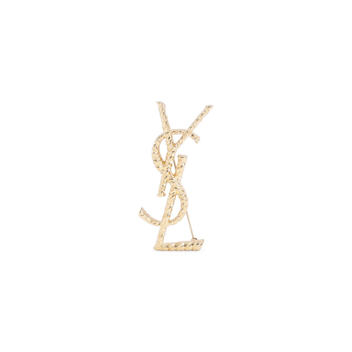 Saint Laurent Intertwined Brass Brooch With Twisted Texture
