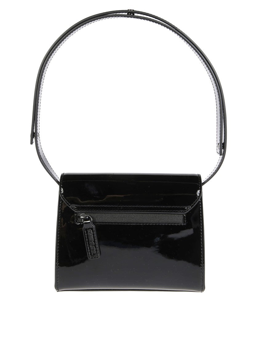 Diesel Glossy Black Handbag With Flap Closure