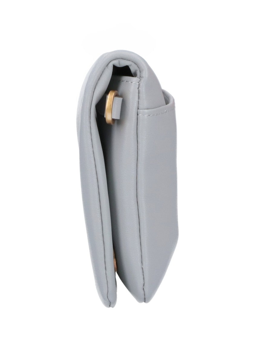 Pinko Grey Love Click Calf Leather Bag