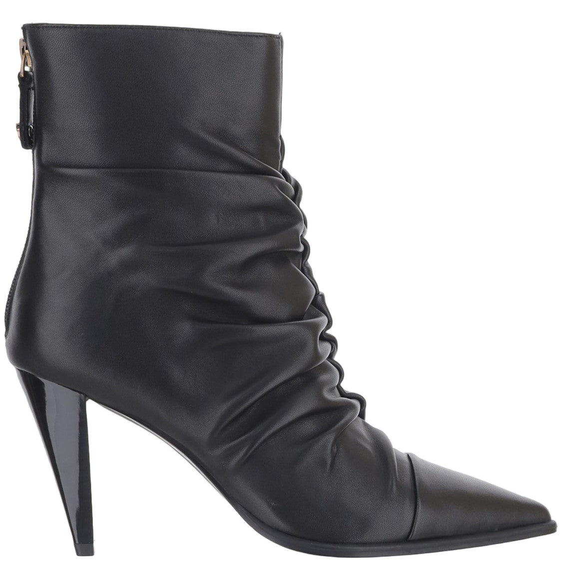 Pinko Black Embossed Zip Ankle Leather Boots