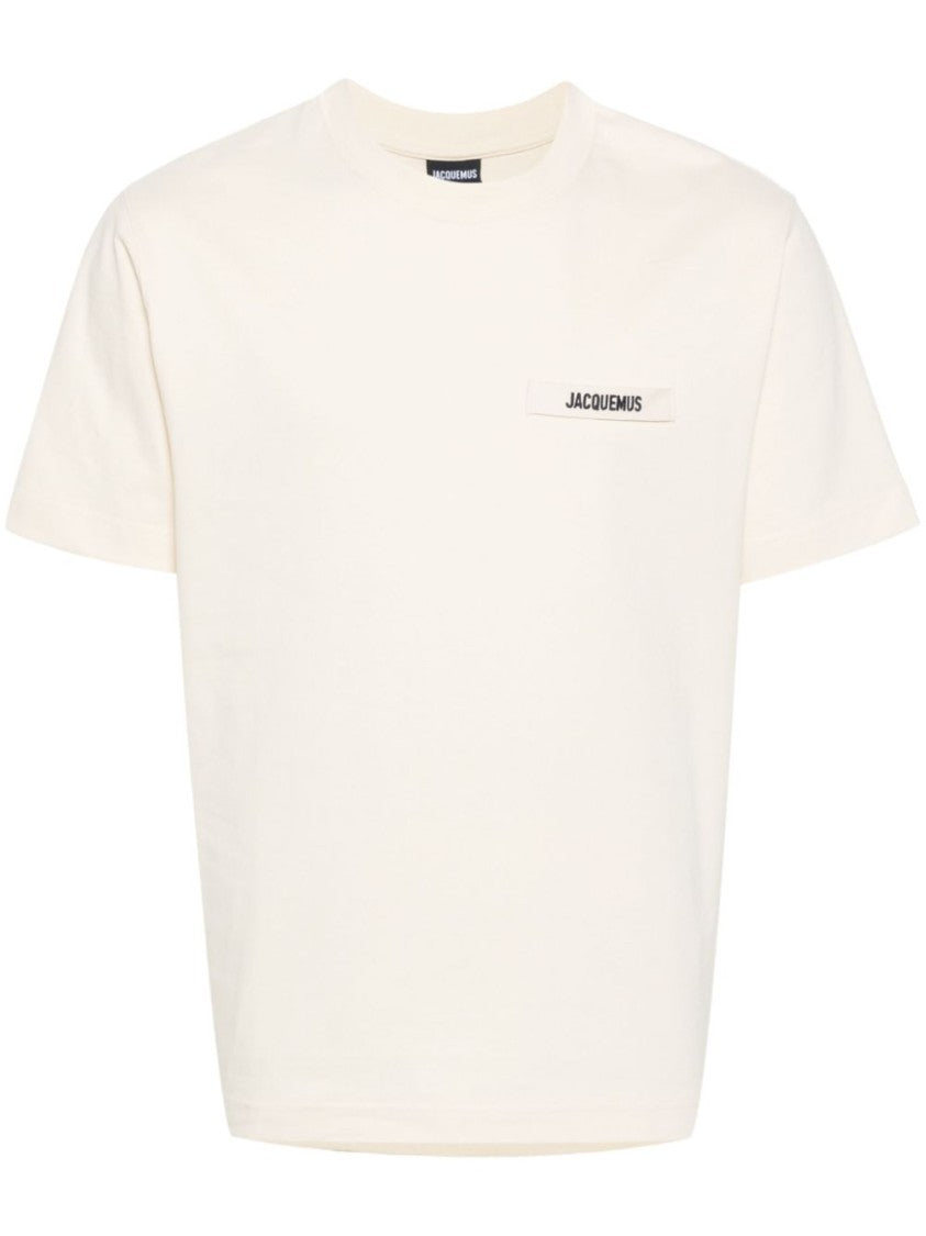Jacquemus Beige T-Shirt With Logo Patch