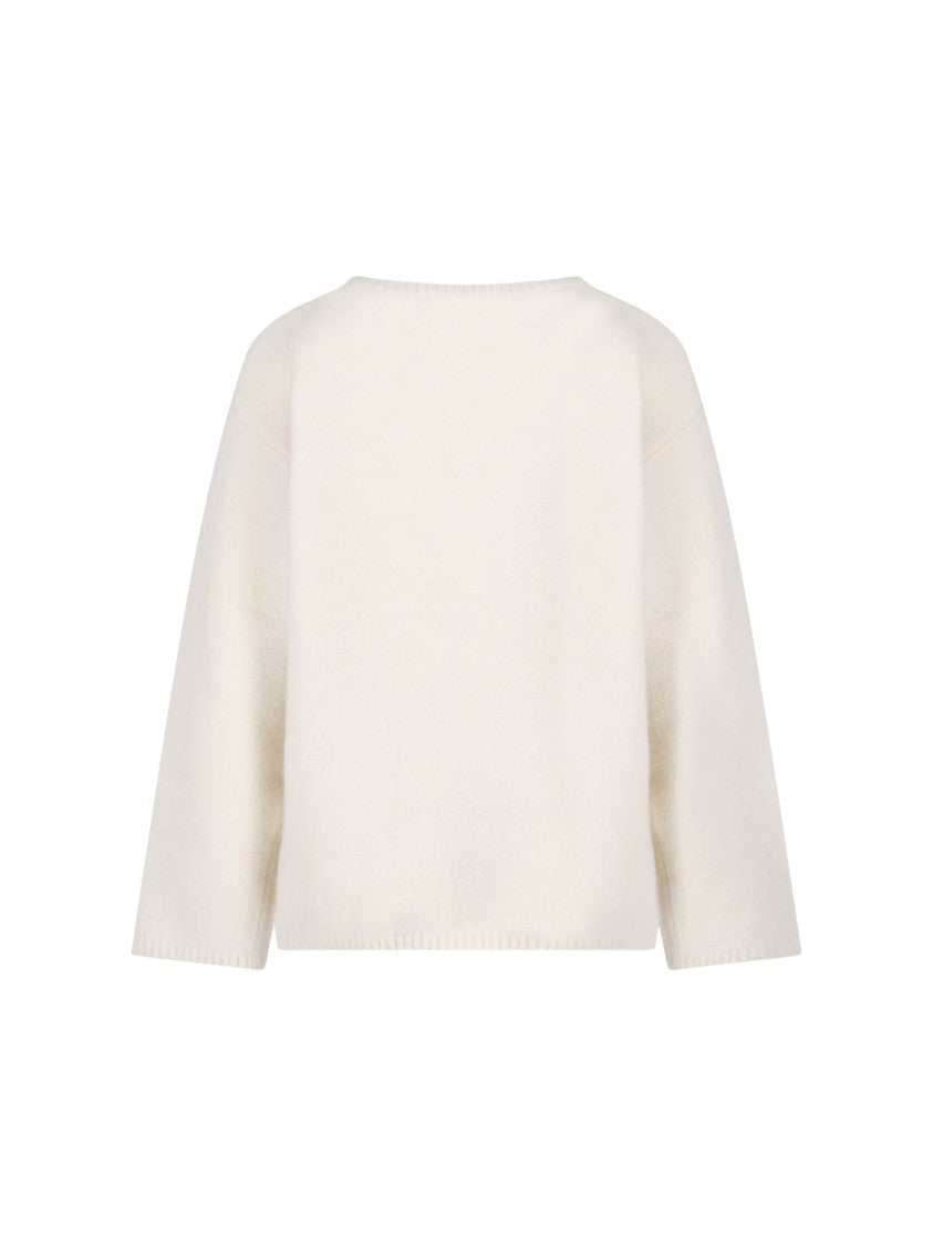 Low Classic Ivory Ribbed Crewneck Wool-Blend Sweater