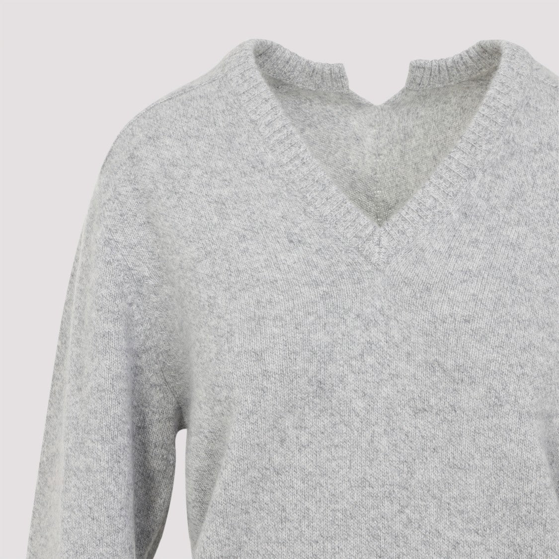 Carven V-Neck Light Grey Cashmere Pullover