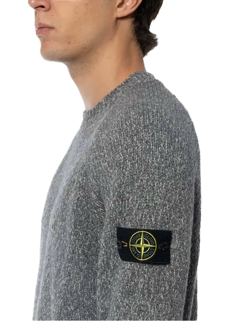 Stone Island Textured Knit Sweater With Distinctive Patch Logo