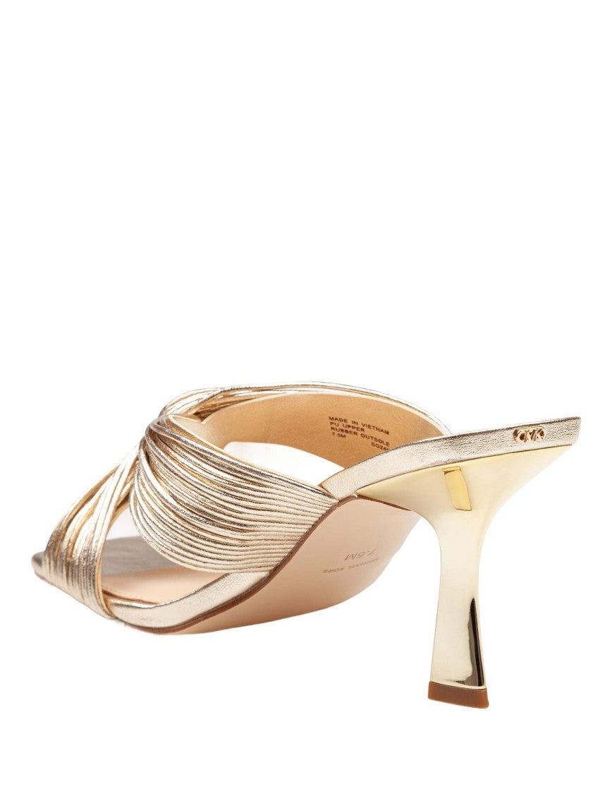 Michael Kors Twisted Strap Metallic Leather Mule