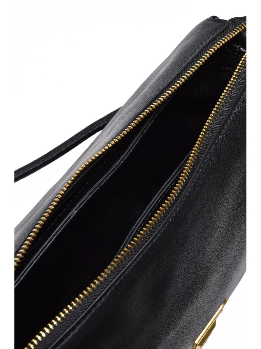 Ermanno Firenze Alicia Shoulder Bag With Smooth Bovine Leather And Gold Accents