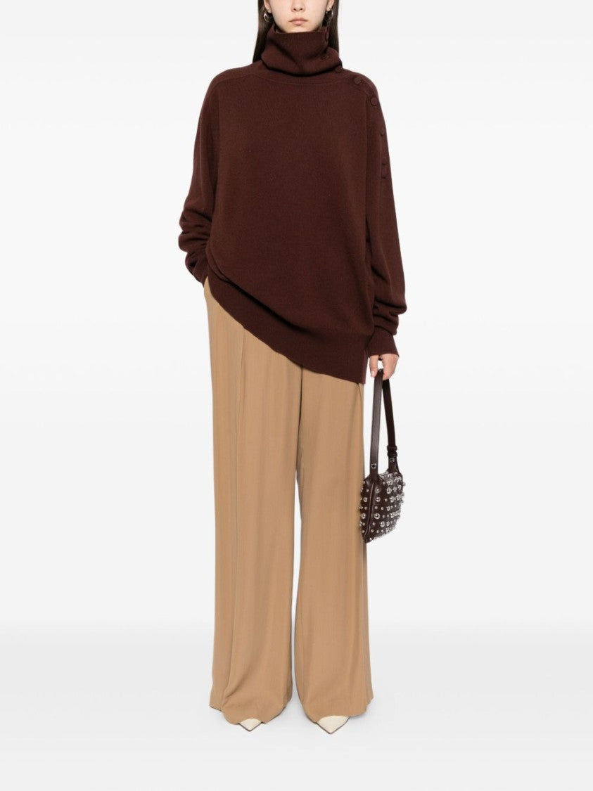 Dries Van Noten Relaxed Oversized Brown Sweater With Turtleneck