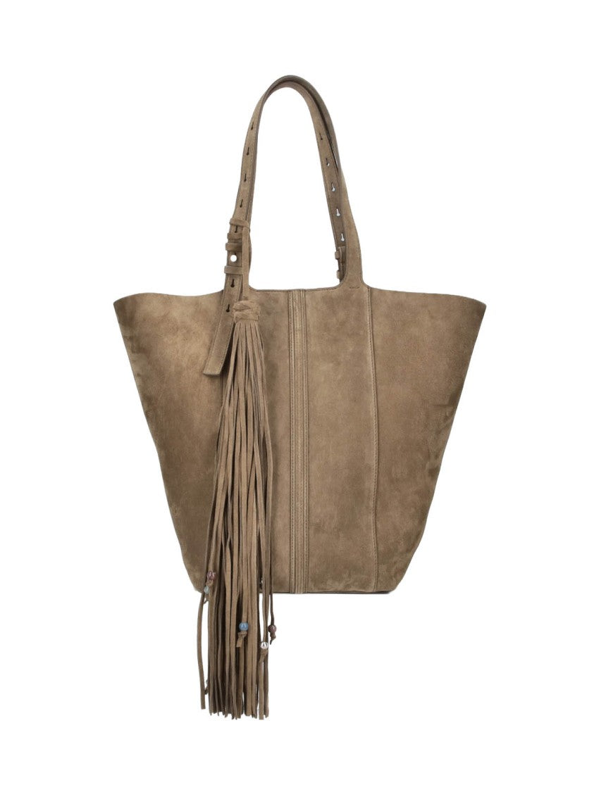 Golden Goose Brown 24/7 Fringed Calf Suede Tote
