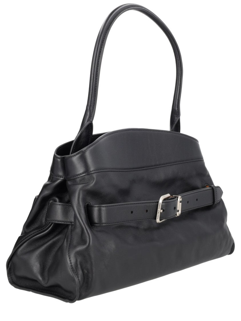 Marc Jacobs Structured Satchel Bag With Decorative Belt And Silver Buckle