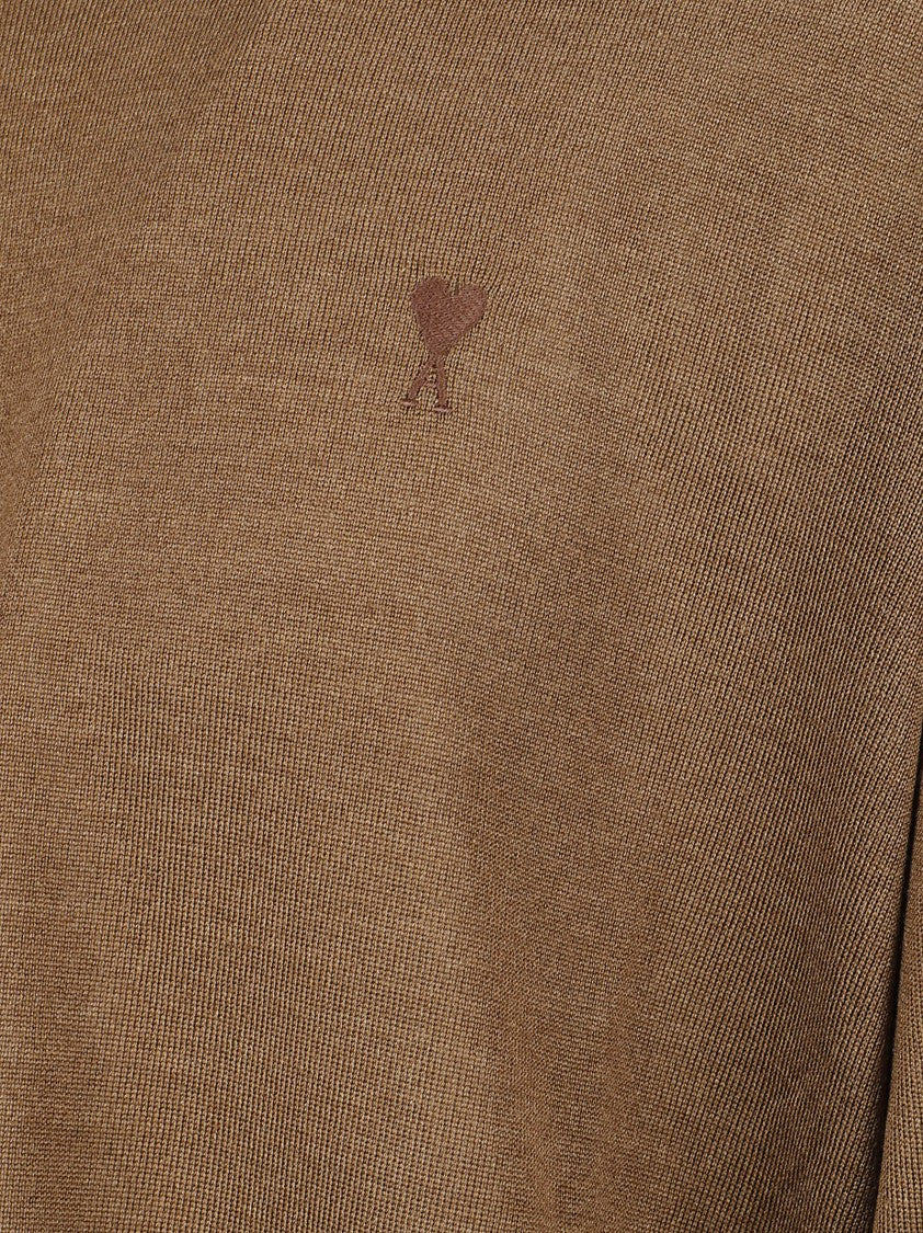 Ami Fine-Knit Wool And Silk Blend Sweater