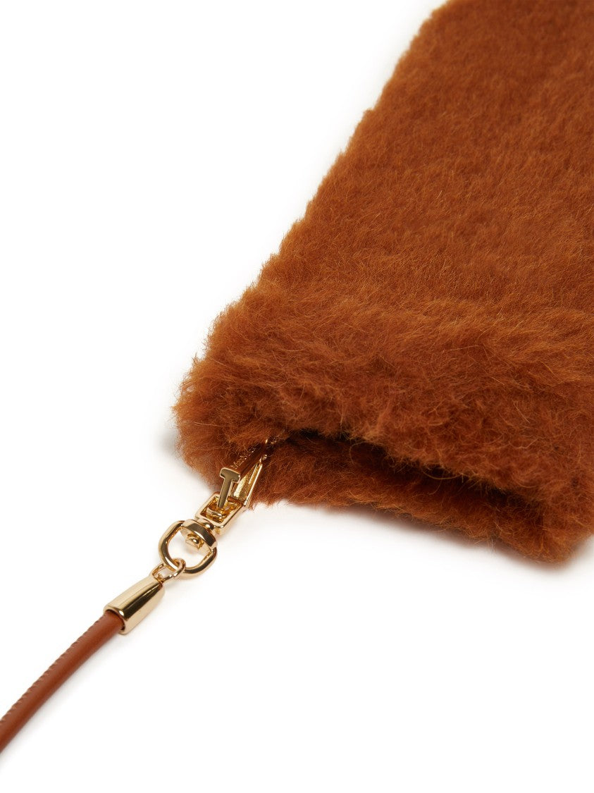 Max Mara Mitten-Style Brown Gloves With Leather Strap