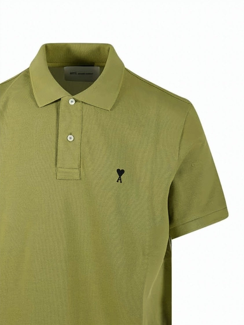 Ami Paris Short-Sleeve Polo Shirt With Heart Logo Detail