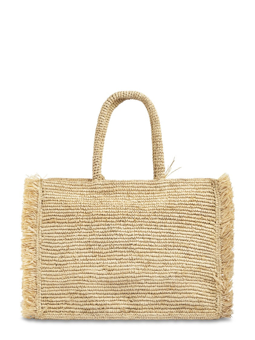 Mc2 Saint Barth Raffia Fringed Shoulder Bag With Decorative Tassel