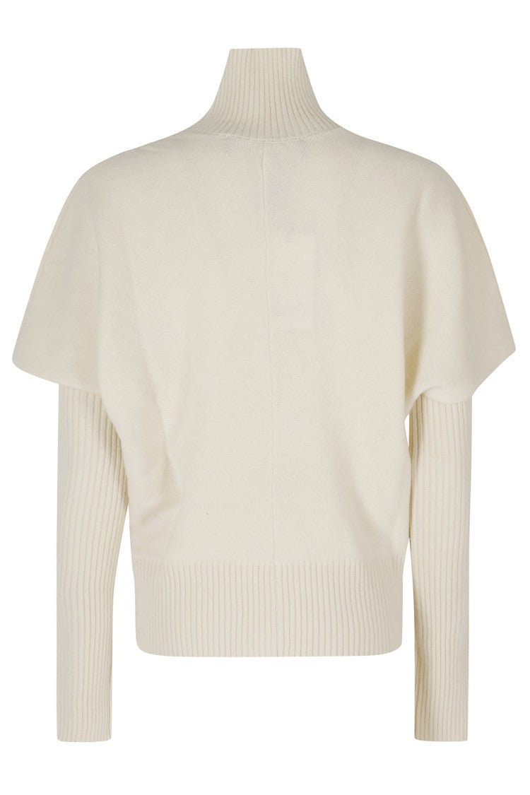 Federica Tosi Cream Sleeveless Layered Design Wool-Blend Sweater