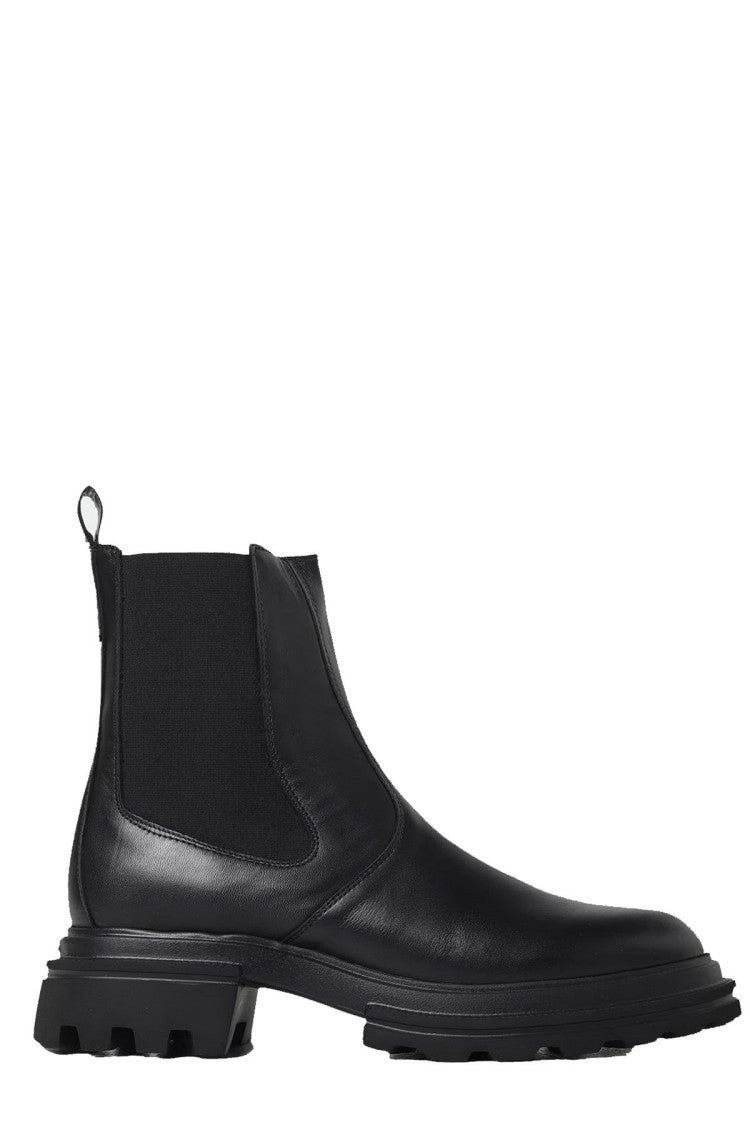 Hogan Black Elastic Side Gusset Lug Sole Leather Boots