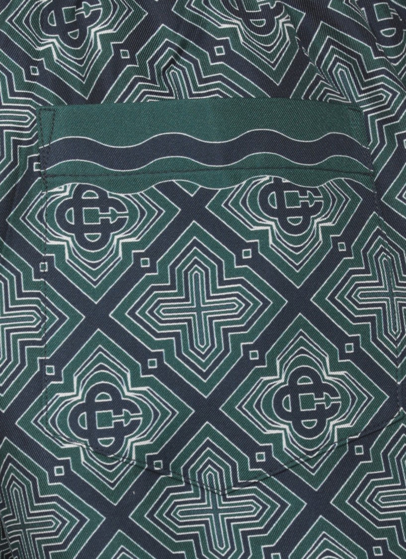 Casablanca Green Radiating Monogram Silk Shorts