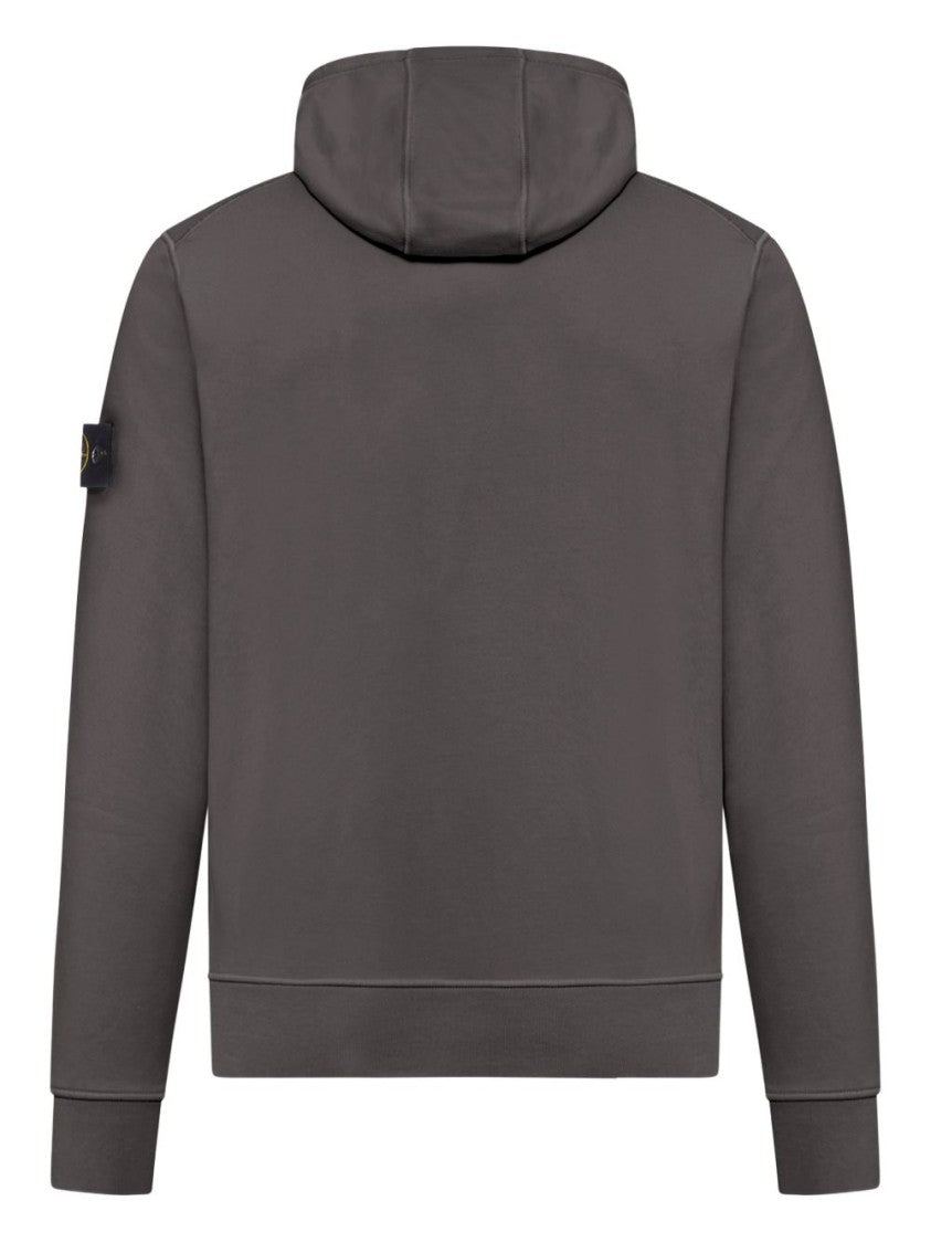 Stone Island Hooded Sweatshirt In Muted Grey With Signature Patch