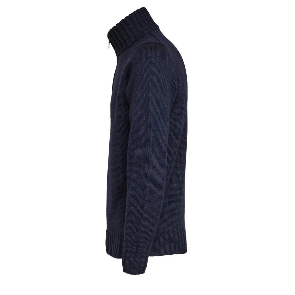 Filippo De Laurentiis Navy Blue Half-Zip Wool Sweater