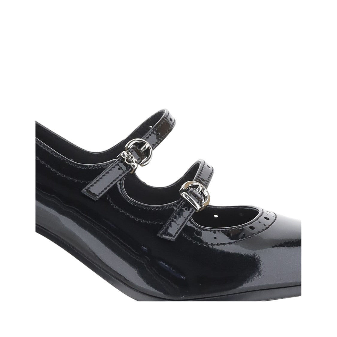 Pinko Black Perforated Strap Leather Pumps