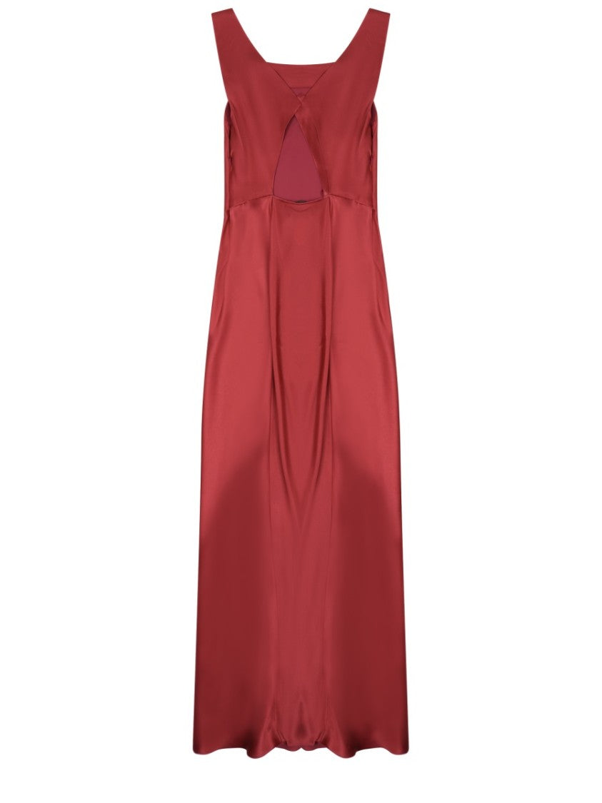 Alberta Ferretti Silk Blend Long Dress With Square Neckline