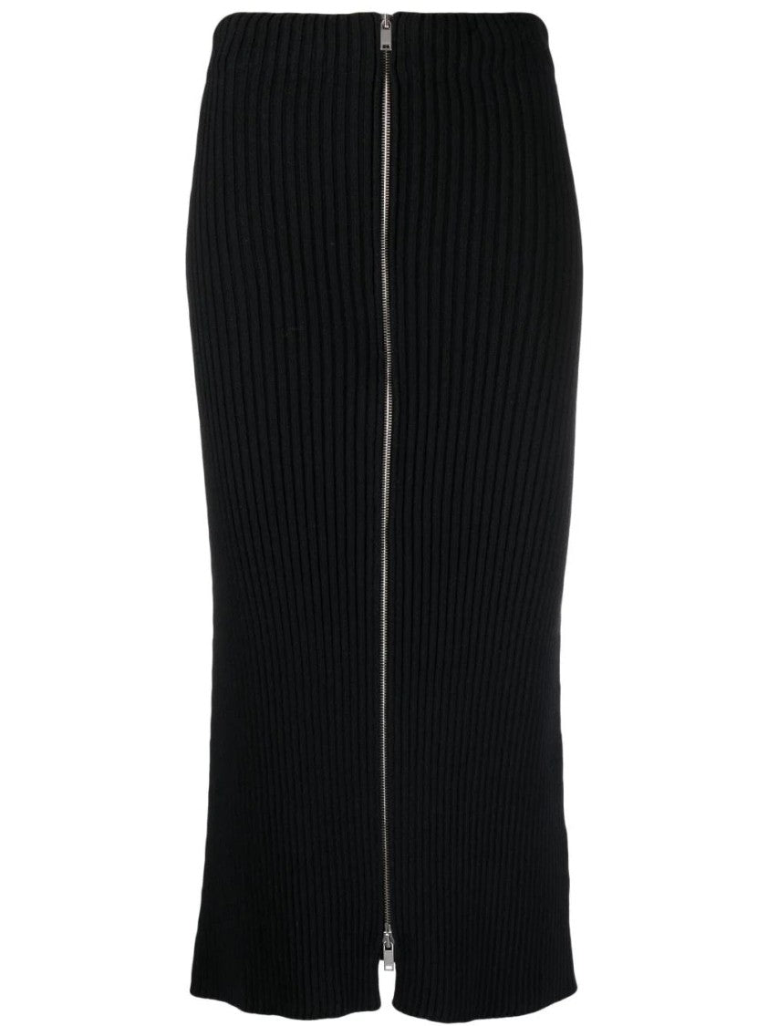 Jil Sander Ribbed Knit Skirt With Central Front Zipper